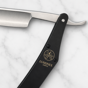Navaja de Afeitar Recta Vintage Luminex Impex con Mango de Concha de Abulón y Acero al Carbono, Lista para Usar en Barberías y Salones - Product Image 4
