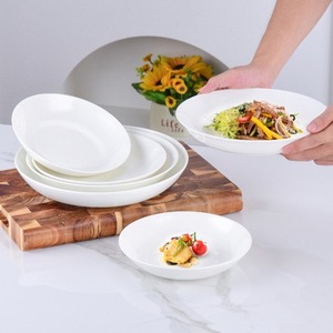 Assiettes à soupe profondes en porcelaine fine, durables, élégantes, translucides, blanc pur, texture sous-glaçure lisse et brillante, sans BPA, pour usage quotidien - Product Image 4