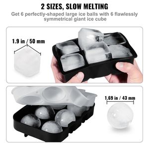 Set Combo 2-in-1 di 2 Grandi Stampi in Silicone per Sfere e Cubetti di Ghiaccio con Coperchio Riutilizzabile per Cucina o Bar - Product Image 3