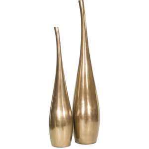 Vases hauts élégants en aluminium doré champagne, vases métalliques coniques de luxe pour la décoration d'événements et l'ornement des halls d'hôtel - Product Image 1