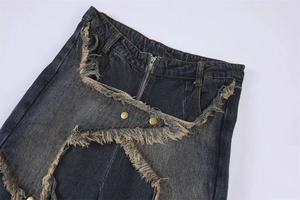 Pantalon en jean vintage délavé pour homme, style crayon, effet moustaches, tendance - Product Image 3