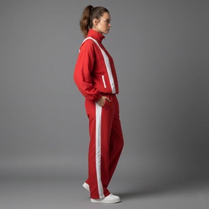 Survêtement femme personnalisé 100 % polyester, couleur unie, coupe ample confortable, logo imprimé sur mesure, respirant, 2 pièces - Product Image 2