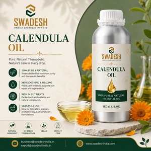 SWADESH Calendula Oil Cold <b>Pressed</b> <b>Steam</b> Distilled Cosmetic Grade | 100% Pure Botanical Oil for Skincare Hair Beauty | Bulk - Product Image 1