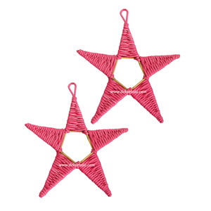 Decorative Eco-Friendly Bamboo & <b>Stove</b> Wick Handicraft Star Christmas Ornaments for Tree Decoration - Product Image 1