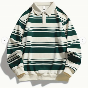 Polo de manga larga para hombre, Camiseta de cuello polo en blanco con servicio personalizado a rayas, Polo de manga larga con logotipo personalizado para hombre - Product Image 1