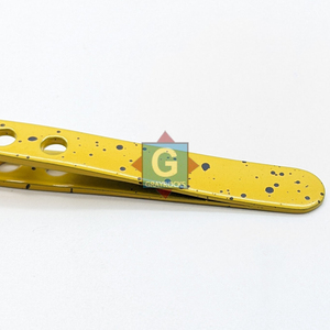 แหนบคีบคิ้วปลายเฉียงสีเหลืองสแตนเลสสตีลสำหรับกำจัดขนแต่งหน้าความงาม - Product Image 3