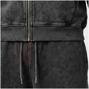 Ensemble de survêtement unisexe gris à manches longues, à capuche, avec fermeture éclair sur le devant, couleur unie, respirant, coupe décontractée, pour l'automne - Product Image 5