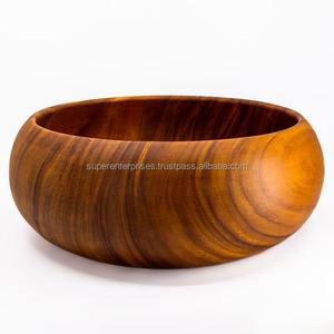 Tazón Redondo Profundo de Madera para Mezclar, Preparar Ensaladas y Servir, Accesorio de Comedor de Madera Sólida Natural - Product Image 2