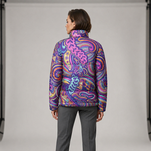 Chaqueta acolchada estampada de invierno para mujer, ropa de exterior premium, a prueba de viento, con cierre de cremallera y bolsillos laterales. - Product Image 2