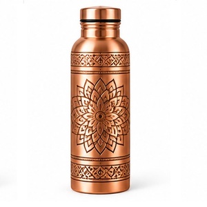 Artisan Copper <b>Water</b> <b>Bottle</b> with Mountain Forest Design Portable <b>Metal</b> Flask for Outdoor Travel - Product Image 6