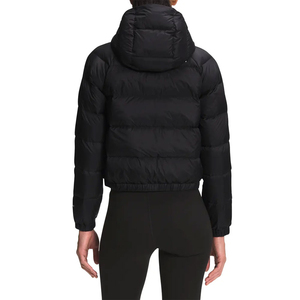 Women's <b>Black</b> <b>Denim</b> Quilted Vintage <b>Hooded</b> <b>Jacket</b> <b>with</b> Leopard Lining Full Sleeve Zipper Closure Autumn Winter Wear - Product Image 4