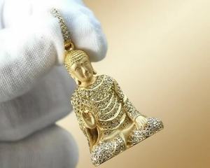 Colgante de Plata de Ley 925 con Moissanita VVS, Estilo Hip Hop, con Diseño de Buda Religioso y Aprobado por el Probador de Diamantes - Product Image 1