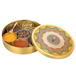 Premium Masala Storage <b>Box</b> Metal with Decorative Lid Kitchen Organizer for Spices <b>Herbs</b> Seasoning and Daily Use - Product Image 1