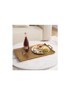 Classic Brass Serving <b>Tray</b> Handmade Decorative Metal <b>Tray</b> For Serving Tea Coffee <b>Snacks</b> In Homes Restaurants - Product Image 3