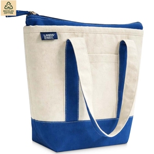 380 GSM Cotton Canvas Insulated Cooler Tote <b>Bag</b> Food <b>Cooling</b> 34x15x26 cm Custom Logo Wholesale OEM Bulk Order Model SS224-12oz - Product Image 1