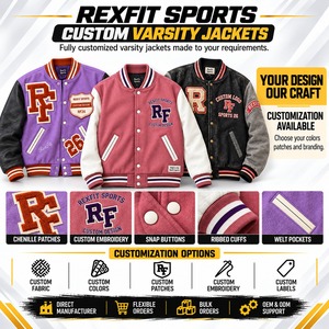 Blouson universitaire personnalisé avec chenille surdimensionnée et badge personnalisé, unisexe, manches en PU, boutons-pression, style baseball, vente en gros - Product Image 5