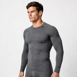Camiseta de Compresión de Manga Larga para Hombre, Diseño de Cuello Alto, Forro Térmico de Felpa, Secado Rápido, Transpirable, OEM - Product Image 2