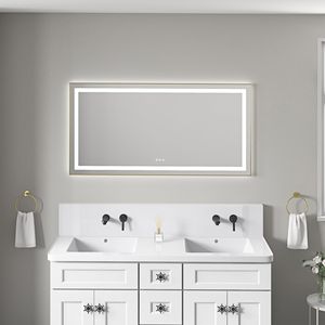 Specchio LED da Bagno 55 X 28 Pollici con Illuminazione Frontale e Posteriore, Montaggio a Parete, Cornice in Alluminio, Antiappannamento, Memoria, 3 Anni di Garanzia - Product Image 2