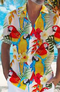 Camisa Hawaiana Casual de Invierno para Hombre, Poliéster Satinado, Estampado Floral Digital, Cuello Alto, Talla Grande, Transpirable y de Secado Rápido - Product Image 3