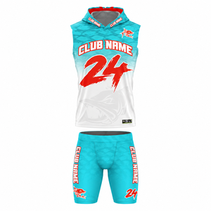 Ensemble de maillots de basket-ball personnalisés MEGAMAPLE, sublimation, turquoise, rouge, blanc, 24, respirant, unisexe, uniformes pour adultes, 100% polyester - Product Image 1