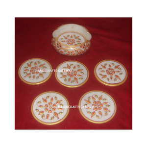 Nouvel ensemble de sous-verres tendance et de qualité supérieure en marbre peint, forme arrondie, pour la maison et les restaurants, idéal pour poser sous les verres. - Product Image 5