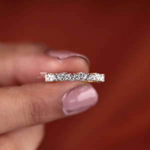 Bague d'éternité en or 14 carats avec diamants de laboratoire marquise et ronds, alliance de mariage, bijoux minimalistes assortis pour tous les jours - Product Image 6