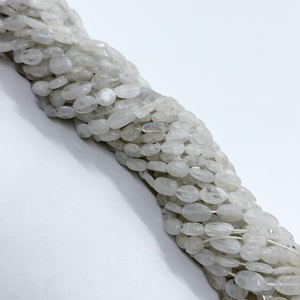 Natural <b>Rainbow</b> Moonstone Handwork Oval Shape Smooth Gemstone Beads Strand for Jewelry Making 16 Inches - Product Image 2