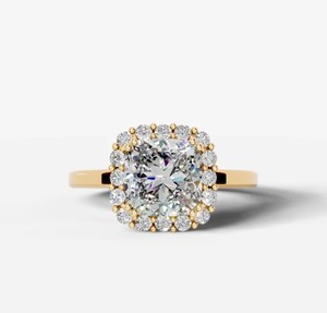 <b>Cushion</b> Cut Moissanite <b>Ring</b> 925 Sterling Silver 14K Gold Plated Luxury Classic Elegant Engagement <b>Wedding</b> Bridal Gift Women - Product Image 1