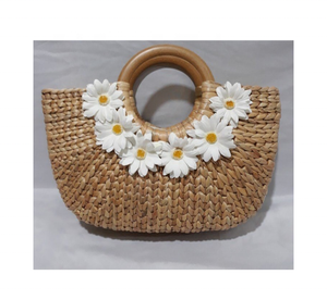 Sac à main en paille tissé à poignées rondes pour femmes, fourre-tout de plage en toile naturelle, hycan, vente en gros, données en or 99 - Product Image 1