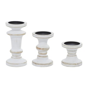 Ensemble de 3 bougeoirs en polyrésine blanche, forme cylindrique, décoration d'intérieur, design durable - Product Image 3