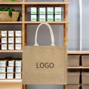 Bolsas de compras pequeñas reutilizables hechas de yute y algodón con personalización para mercados y centros comerciales - Product Image 1