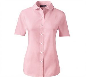 Uniformes scolaires personnalisés pour filles de maternelle et primaire : Blouse blanche moderne à col Peter Pan, manches courtes, design élégant pour - Product Image 4
