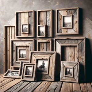 Rustic Reclaimed Wood Handmade Eco-friendly <b>Photo</b> <b>Frame</b> Set 5-Piece Assorted Sizes-Antique Brown Home Decor Wholesale - Product Image 1