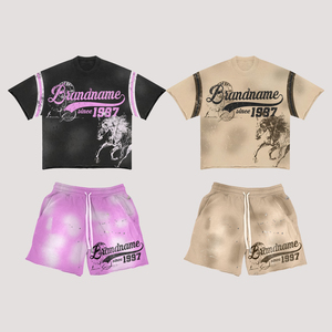Ensemble de t-shirts d'été pour hommes, style streetwear, imprimé par transfert thermique, séchage rapide, pur coton, écologique, col rond, manches courtes, décontracté - Product Image 2