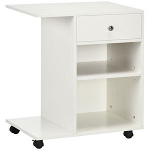 Carrello Portadocumenti Mobile Bianco Regolabile con Ruote, Supporto Comodo per CPU e Laptop con Cassetto - Product Image 1