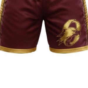Shorts de sport pour hommes, couleur bordeaux, imprimés sublimés sur le thème du hockey sur glace, en polyester, avec cordon de serrage et bande latérale, pour l'entraînement et les tenues d'équipe - Product Image 6