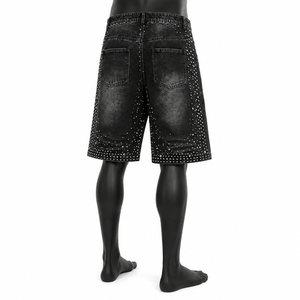 Pantalones Cortos de Mezclilla Holgados para Hombre, Estampado Tropical de Dibujos Animados, Estilo Vintage Lavado, Cintura Media con Cordón, Resistentes al Viento - Product Image 2