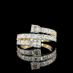 แหวนเพชรทรงแอสเชอร์แบบวินเทจ ฝังเพชรแล็บโกรว์ ดีไซน์เปิดรอบวง 10K 14K 18K ทองคำ 925 935 เงิน สำหรับงานแต่งงาน ครบรอบแต่งงาน เครื่องประดับชั้นดี - Product Image 1