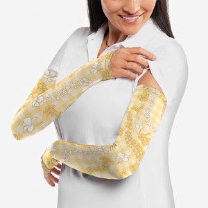 Manchon de compression unisexe à manches longues en soie glacée jaune UPF50+ avec impression par sublimation, toutes saisons, Splendid Apparel - Product Image 2
