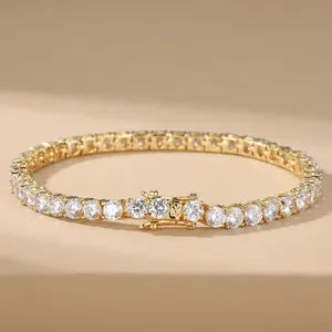 กำไลข้อมือเพชรทรงกลมสุดหรู ดีไซน์ทันสมัย ชุบทอง 14k ได้รับการรับรองจาก IGI ของขวัญเครื่องประดับแฟชั่นสุดหรูสำหรับเธอ - Product Image 3