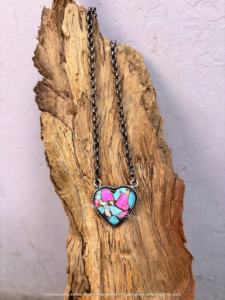 Collar Bohemio de Plata de Ley con Corazón Turquesa y Algodón Natural de Alta Calidad, Cadena con Engaste de Bisel, Joyería de Moda para Mujer - Product Image 3