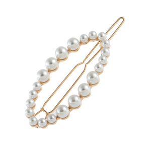 <span class=keywords><strong>Barrettes</strong></span> et pinces à <span class=keywords><strong>cheveux</strong></span> géométriques en or et perles blanches, forme ovale, en métal, pour femmes et filles aux <span class=keywords><strong>cheveux</strong></span> longs - Product Image 1