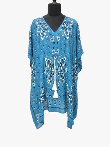 Kaftan imprimé floral vintage vibrant, col en V, tunique d'été, rouge, noir, blanc, imprimé en relief, en coton, sans manches, avec ceinture – Vente chaude - Product Image 5