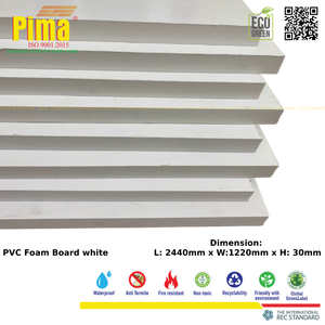 Feuille de panneau de mousse de PVC de WPC 30mm épaisseur 0.6G/cm3 densité panneaux en plastique polyvinylique résistants au feu de couleur blanche pour l'extérieur - Product Image 1