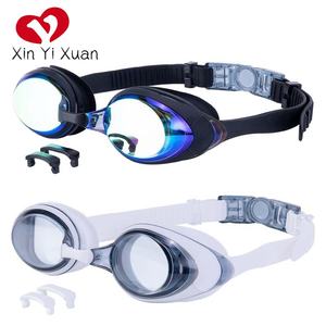 Custom Label Anti-fog Adjustable Silicone Headband <b>Swimming</b> Goggles with Replaceable Nose Clip - Product Image 1