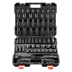 Set di Bussole Profonde e a Impatto 65 Pezzi da 1/2'' SAE a 1 1/4'' Metrico, 6 Punte CR-V Cr-Mo, Misure 19mm e 18mm - Product Image 1