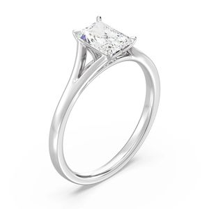 Radiant <b>Split</b> Shank Solitaire <b>Ring</b> - Product Image 4