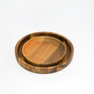 Assiette en bois d'acacia faite à la main, assiette à dîner écologique, assiette de service, vaisselle en bois naturel - Product Image 2