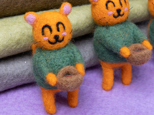 Wholesale Handmade Felt & Yarn Wool Orange Cat with <b>Easter</b> Basket <b>Ornament</b> for Hanging Decor Spring Decorations Sensory Play Toy - Product Image 5