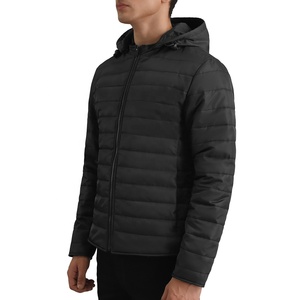 Wholesale 2024 Custom Logo Men's Oversize Denim Puffer Coat down Bubble <b>Jackets</b> with OEM Print Winter Outdoor Gear - Product Image 2